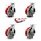Service Caster 10 Inch Heavy Duty Red Poly on Cast Iron Swivel Caster Set with Brakes, 4PK SCC-KP92S1030-PUR-RS-SLB-4 - alternate 3